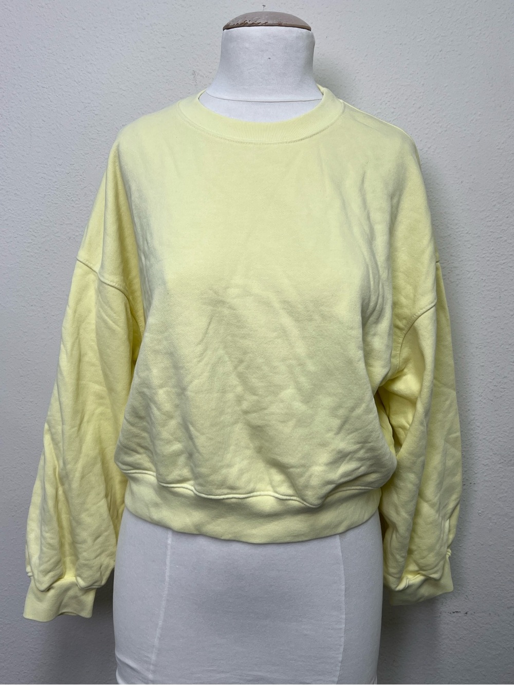 AGOLDE Yellow Balloon Sleeve Crewneck Cropped Sweatshirt Women’s M